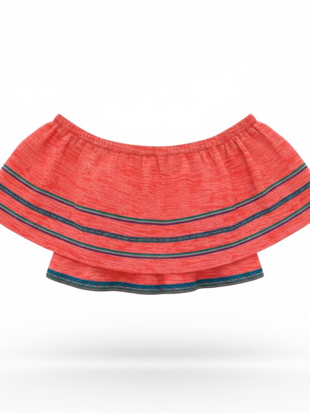 Pitusa Coral Patterned Crop Top off the shoulder